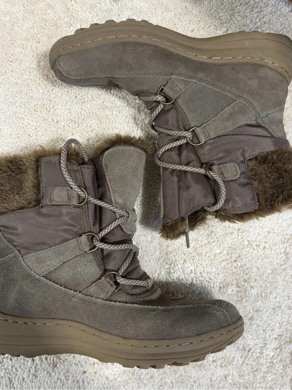 Cozy Taupe Faux-Suede Fur-Lined Winter Boots 6.5M